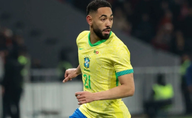 Matheus Cunha trong màu áo đội tuyển quốc gia Brazil chuẩn bị cho World Cup 2026.