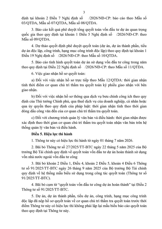 Dự thảo Thông tư Quy định về hệ thống mẫu biểu sử dụng trong công tác quyết toán vốn đầu tư dự án- Ảnh 2.