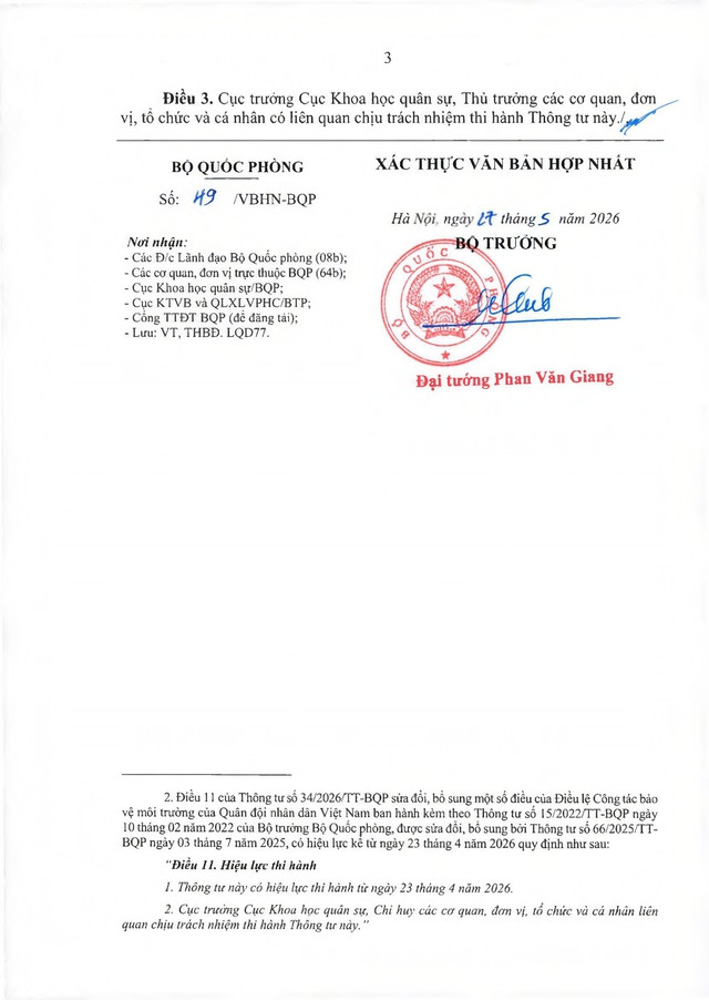 Thông tư ban hành Điều lệ Công tác bảo vệ môi trường của Quân đội nhân dân Việt Nam- Ảnh 3.