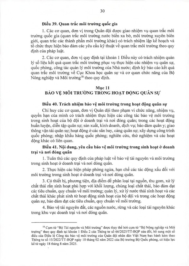 Thông tư ban hành Điều lệ Công tác bảo vệ môi trường của Quân đội nhân dân Việt Nam- Ảnh 33.