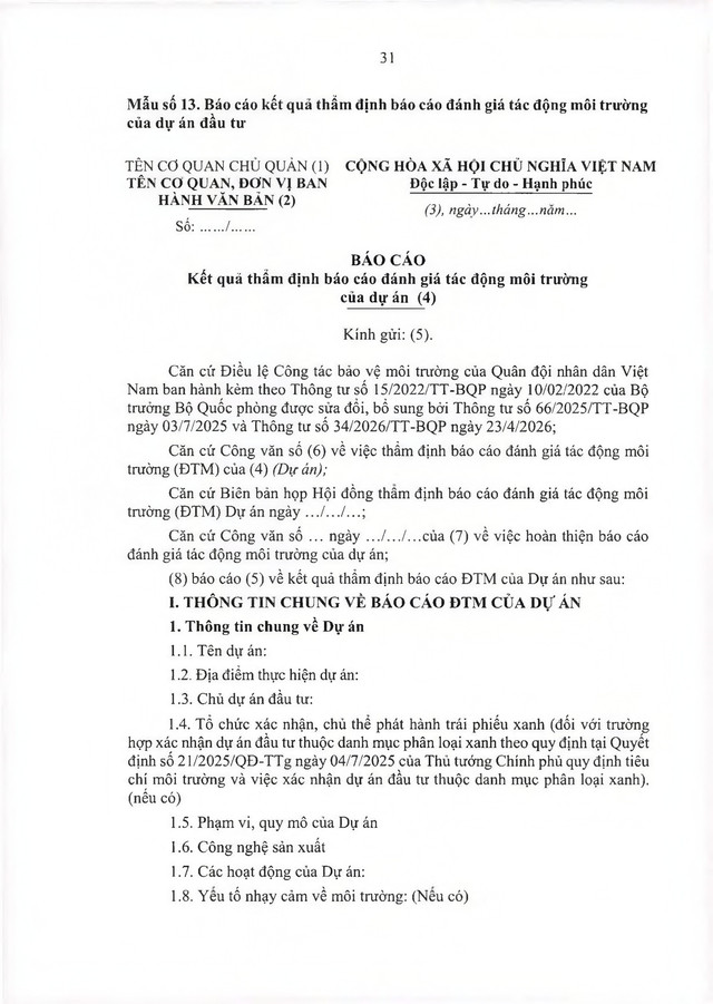 Thông tư ban hành Điều lệ Công tác bảo vệ môi trường của Quân đội nhân dân Việt Nam- Ảnh 92.