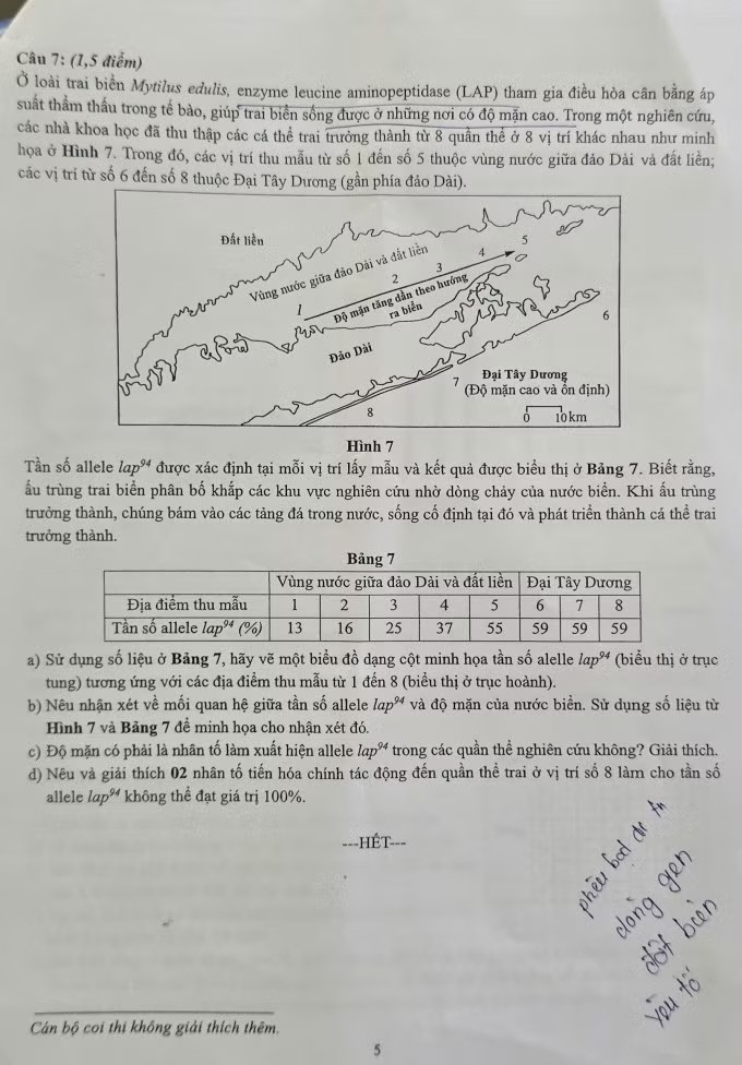 Đề thi vào 10 chuyên Sinh học tại Hà Nội 4