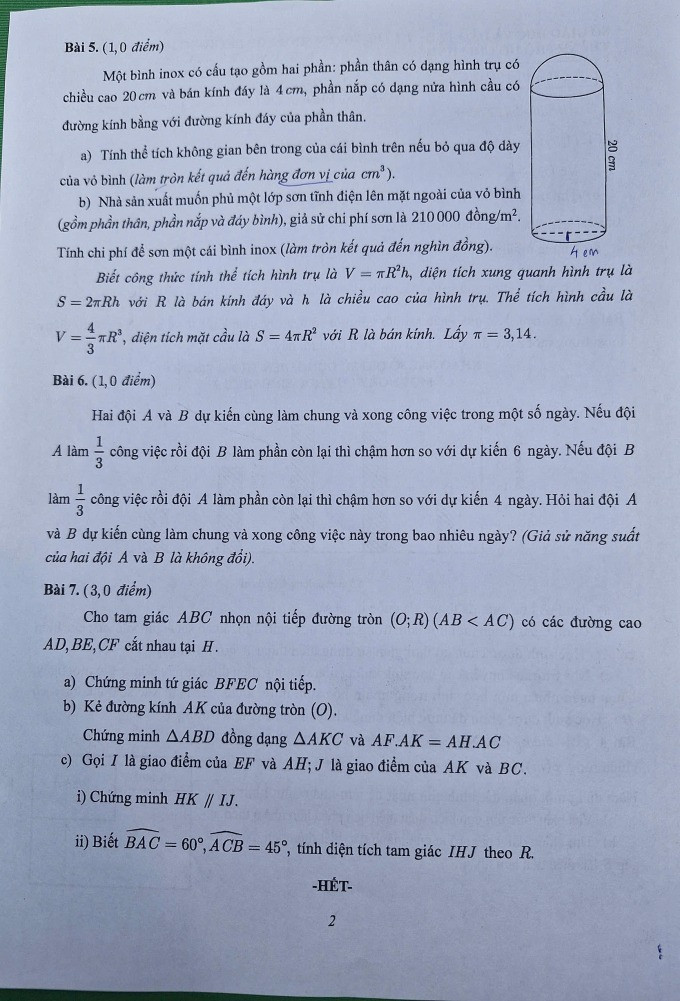 Đề thi vào 10 môn Toán tại Tp.Hồ Chí Minh 1