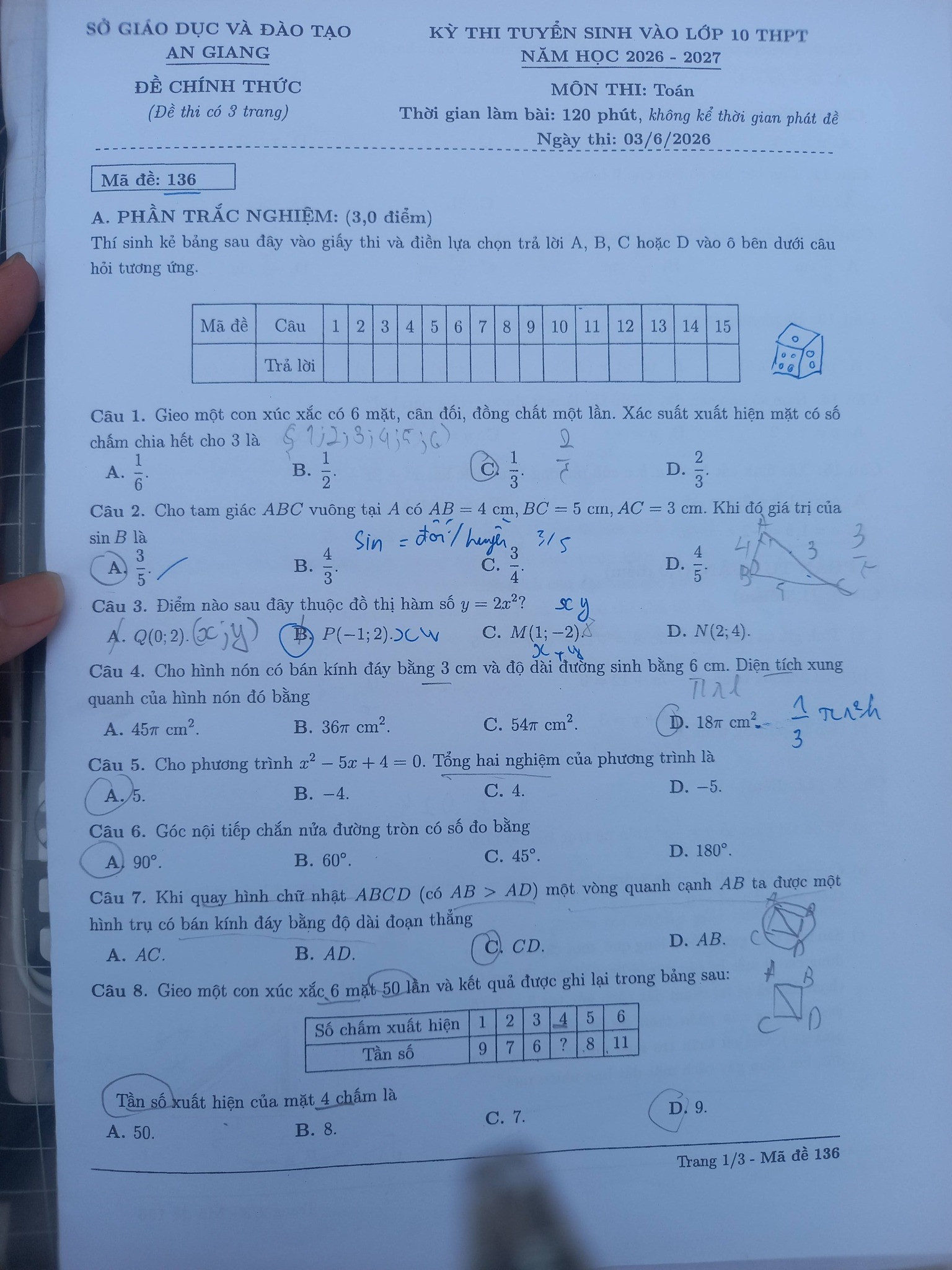 Đề thi vào 10 môn Toán tại An Giang