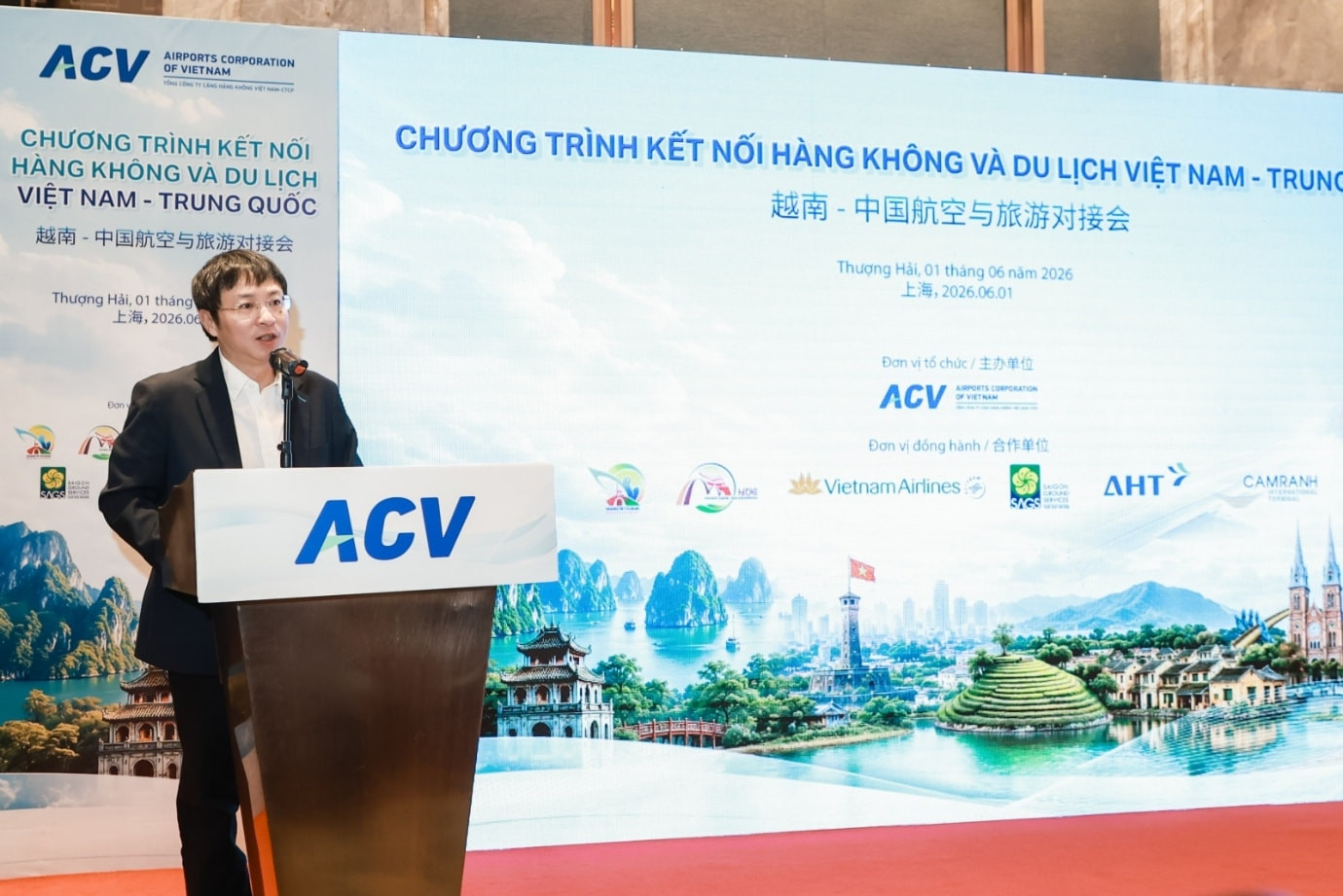 Ông Nguyễn Cao Cường, Phó Tổng giám đốc ACV phát biểu về tiềm năng hợp tác hàng không.