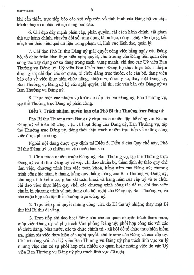 Quyết định số 168-QĐ/TW về Quy chế làm việc mẫu của đảng uỷ các cơ quan đảng, đảng uỷ UBND cấp Link vào- Ảnh 17.