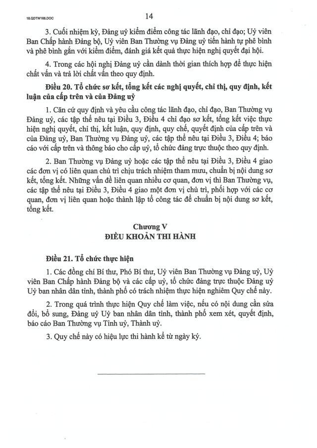 Quyết định số 168-QĐ/TW về Quy chế làm việc mẫu của đảng uỷ các cơ quan đảng, đảng uỷ UBND cấp Link vào- Ảnh 46.