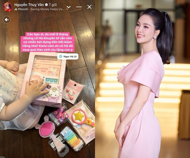Á hậu Thụy Vân bên con gái nhỏ Kami.