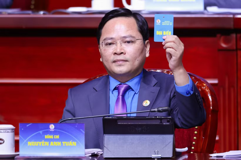 Ông Nguyễn Anh Tuấn, Chủ tịch Tổng Liên đoàn Lao động Việt Nam nhấn mạnh việc bầu Ban Chấp hành Tổng Liên đoàn Lao động Việt Nam khóa XIV phải coi trọng chất lượng, có số lượng và cơ cấu hợp lý. (Ảnh: PV/Vietnam+)