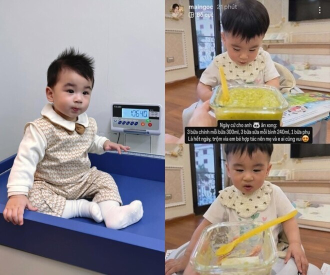 Vẻ ngoài điển trai và lanh lợi của nhóc tì nhà MC Mai Ngọc.