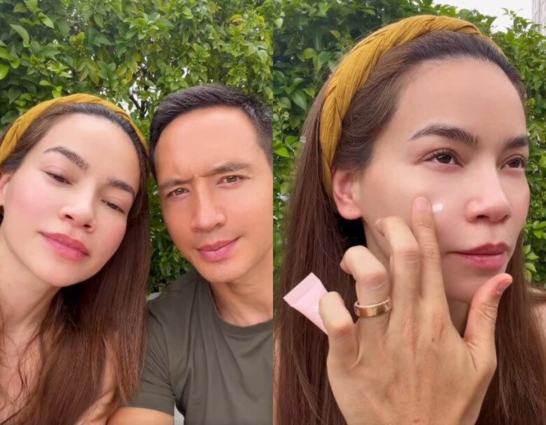 Lê Phương tình tứ bên ông xã Trung Kiên.