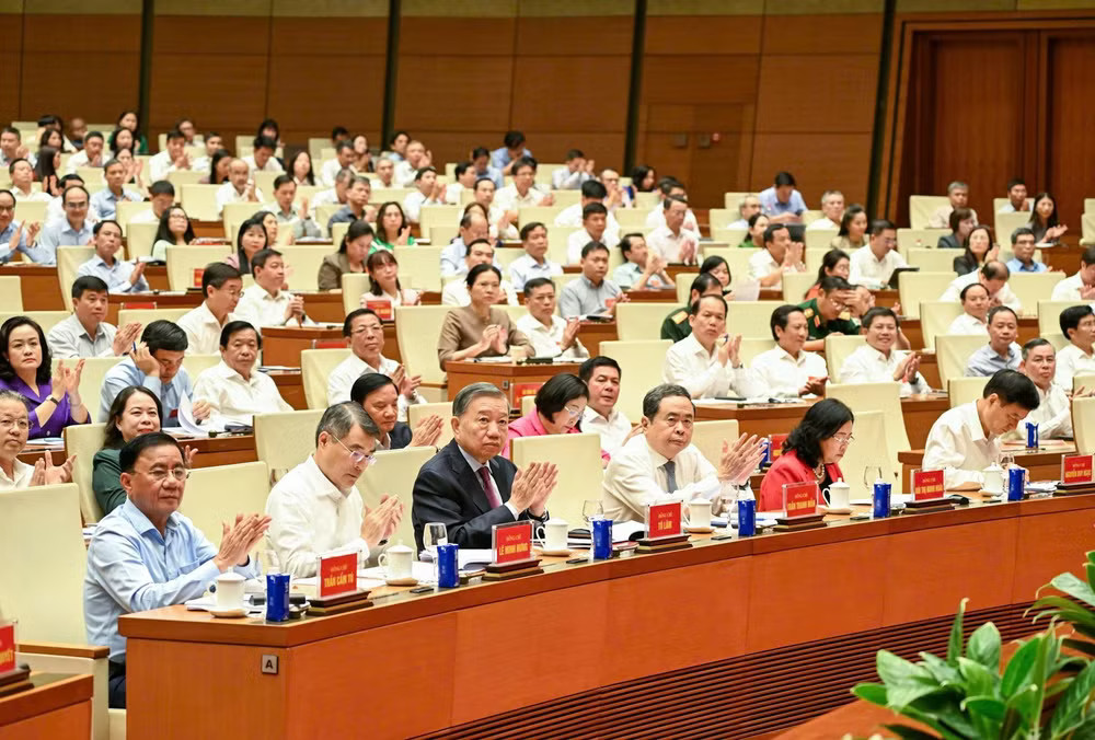 Tổng Bí thư, Chủ tịch nước Tô Lâm và các đồng chí lãnh đạo Đảng, Nhà nước và các đại biểu dự hội nghị. (Ảnh: DUY LINH) z7923899919642-91c76c0ac714496514c10a83ef443861.jpg