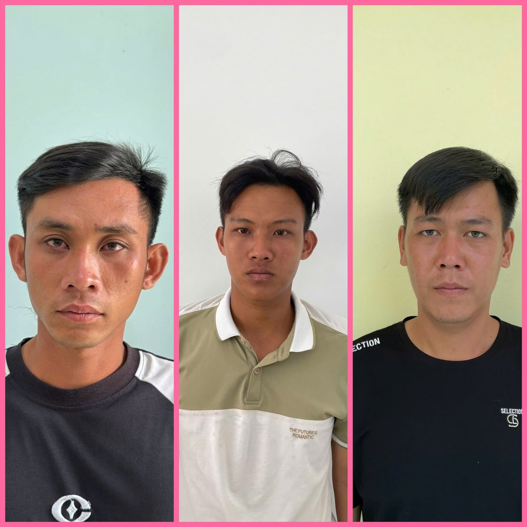 Ba bị can Khang, Đạt và Tuấn tại cơ quan điều tra tỉnh Đồng Tháp