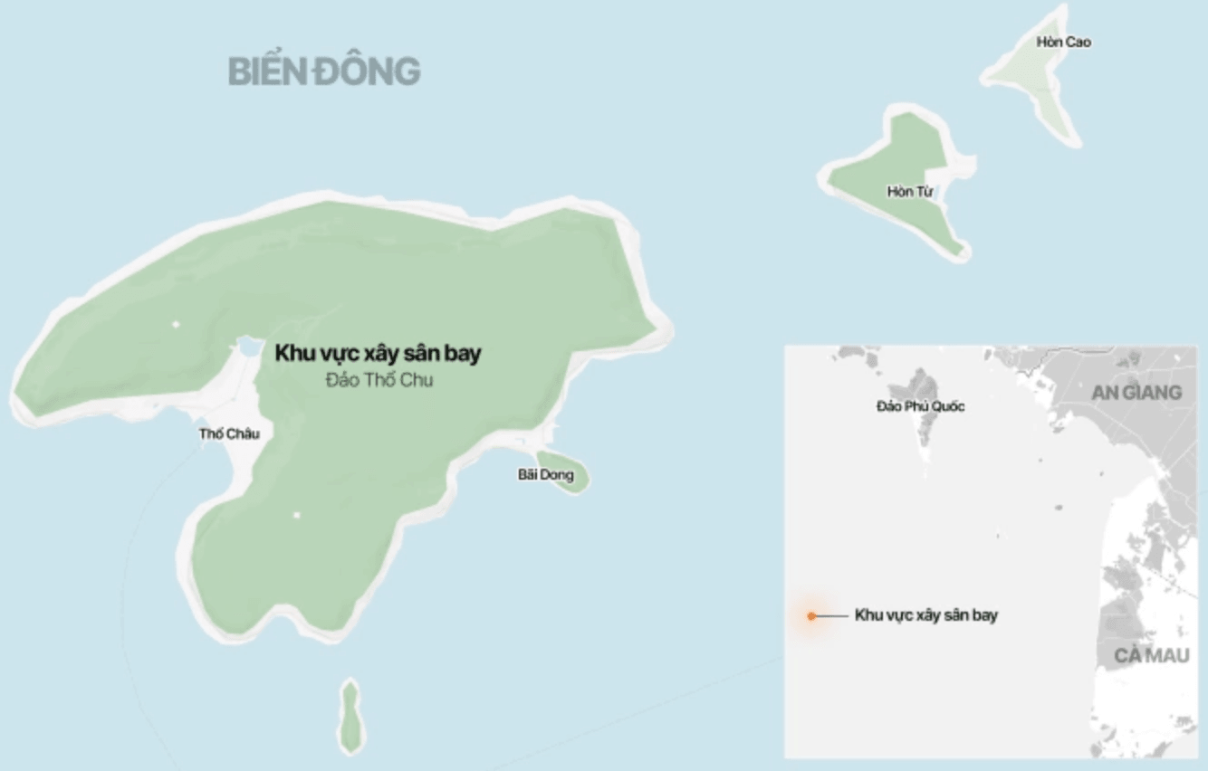 Bản đồ quy hoạch vị trí xây dựng sân bay trên đảo Thổ Chu