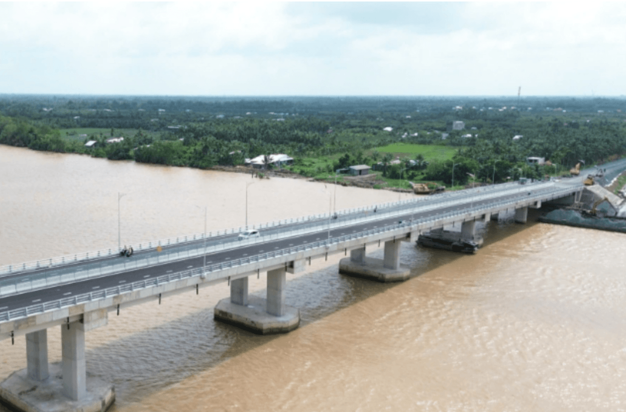 Cầu Đại Ngãi 2 đã hoàn thành và đưa vào thông xe tạm.