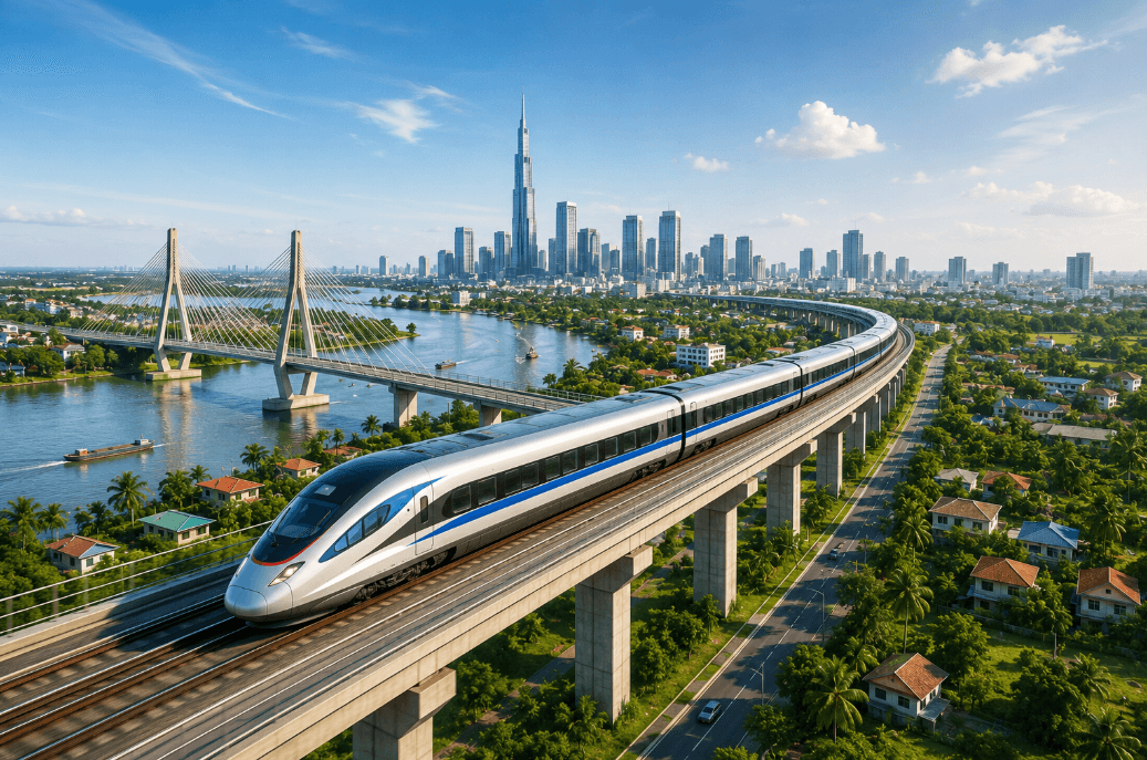 Bản đồ mô phỏng tuyến đường sắt TP.HCM - Cần Thơ dài hơn 175km.