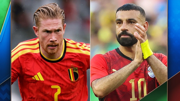 Kevin De Bruyne và Mohamed Salah trong màu áo đội tuyển quốc gia.