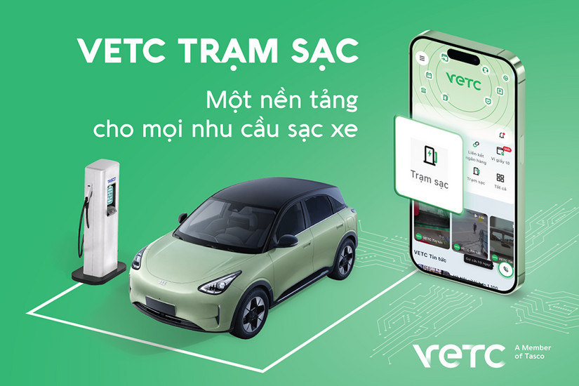 Giao diện ứng dụng VETC Trạm sạc trên điện thoại thông minh