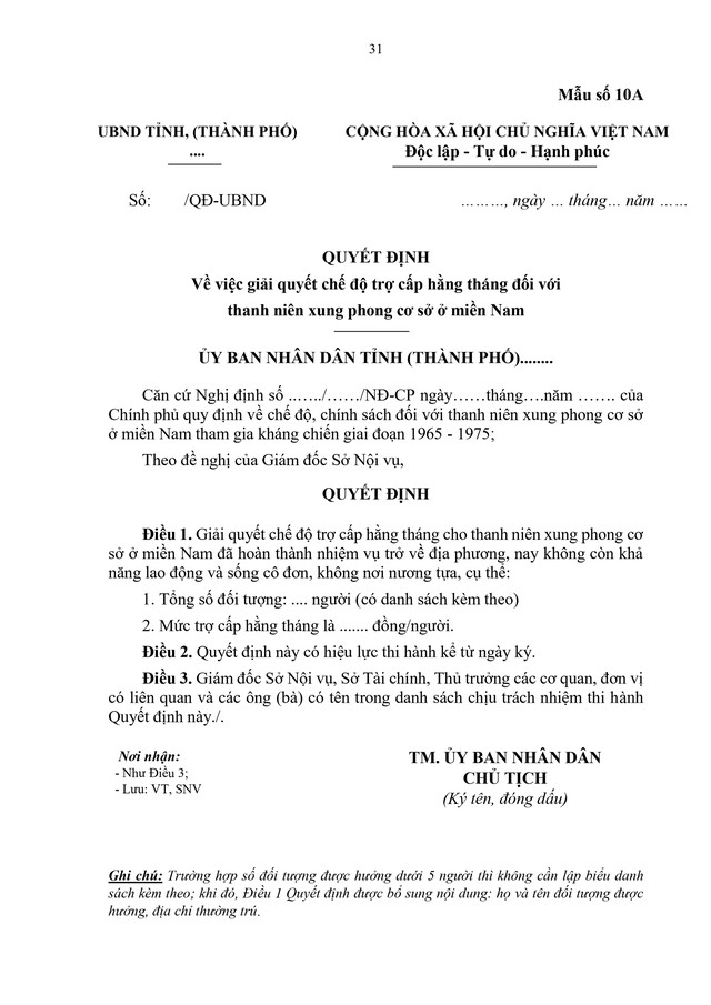 Dự thảo Nghị định quy định chế độ với thanh niên xung phong cơ sở ở miền Nam tham gia kháng chiến 1965 - 1975- Ảnh 31.