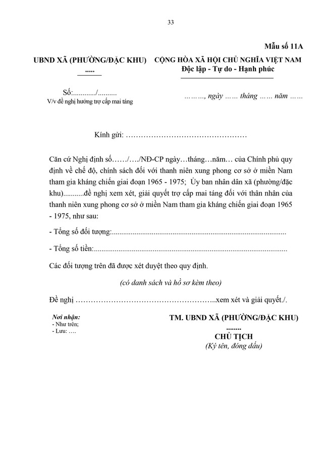 Dự thảo Nghị định quy định chế độ với thanh niên xung phong cơ sở ở miền Nam tham gia kháng chiến 1965 - 1975- Ảnh 33.