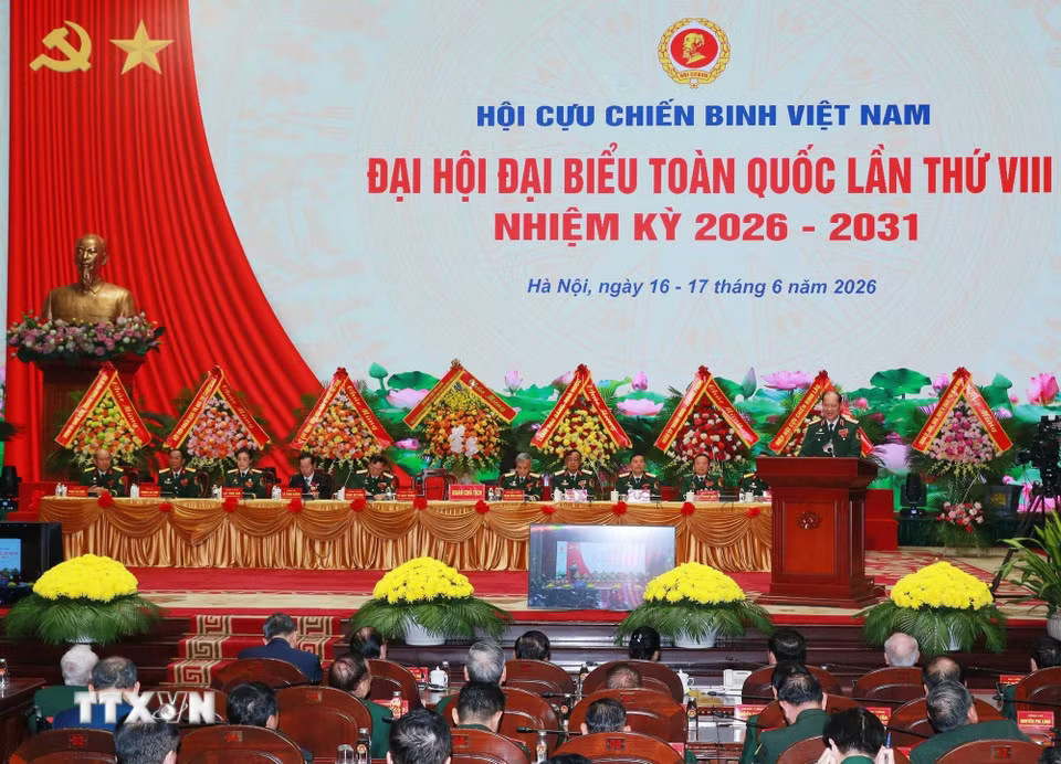Thượng tướng Bế Xuân Trường, Chủ tịch Hội Cựu chiến binh Việt Nam nhiệm kỳ 2026-2031, phát biểu. (Ảnh: Trọng Đức/TTXVN)