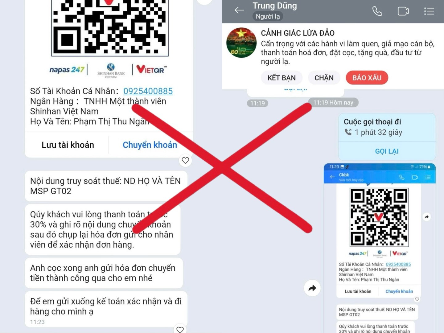 Nội dung tin nhắn trao đổi qua ứng dụng Zalo của đối tượng lừa đảo và anh L.V.T.