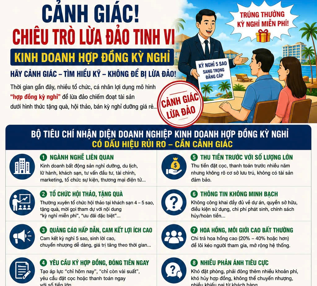 Bộ Công an cảnh báo về chiêu trò lừa đảo hợp đồng kỳ nghỉ