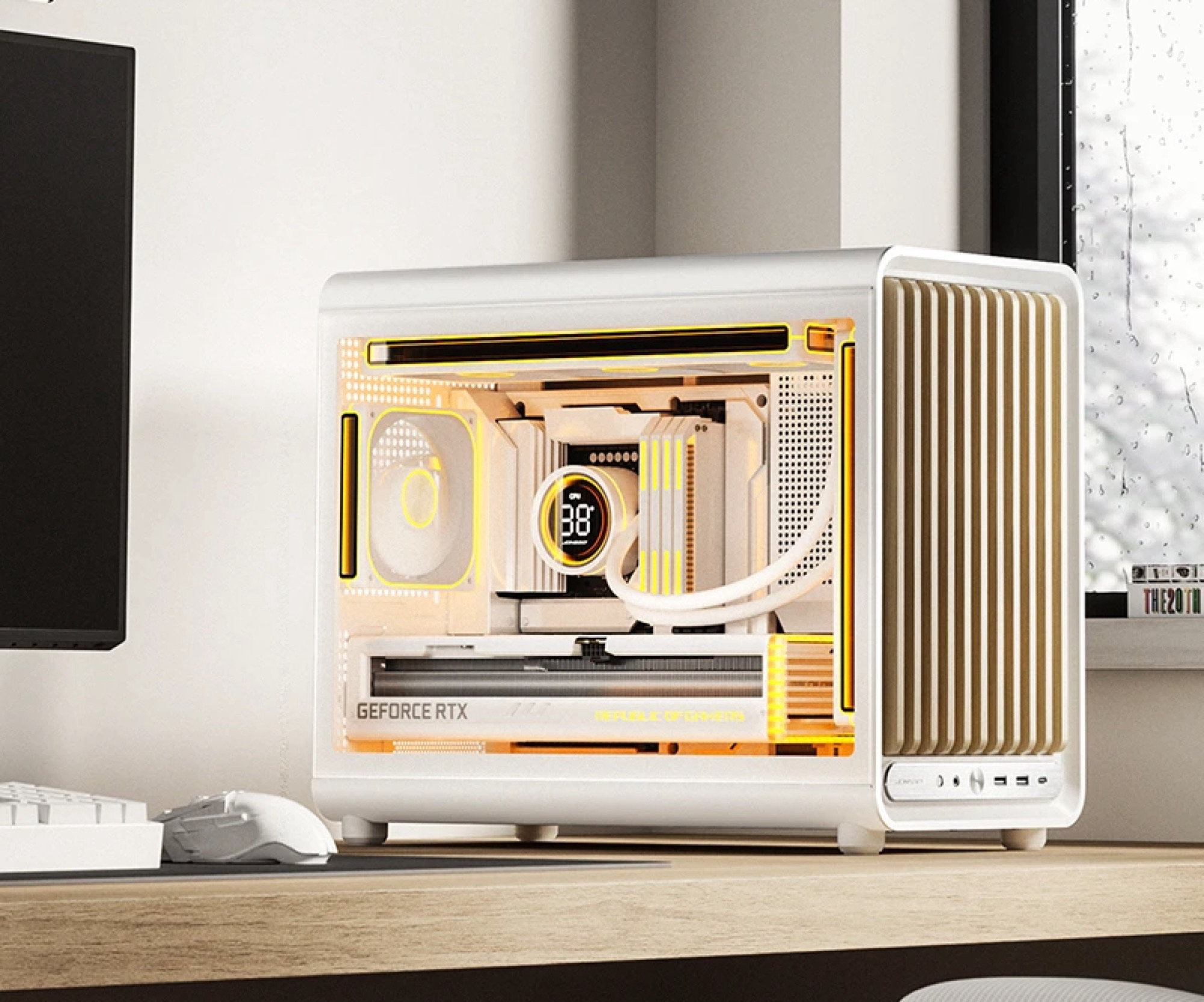 Vỏ case Jonsbo D33 với tùy chọn mặt trước bằng gỗ tự nhiên.