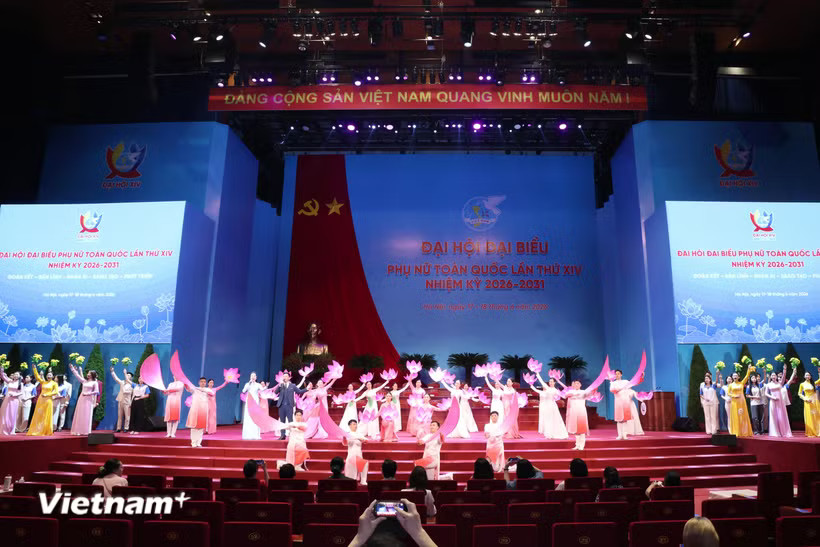 Đại hội XIV Hội Liên hiệp Phụ nữ Việt Nam nhiệm kỳ 2026-2031 chính thức diễn ra tại Trung tâm hội nghị Quốc gia (Hà Nội) từ ngày 17-18/6. (Ảnh: PV/Vietnam+)