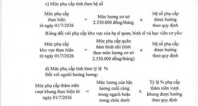 Bảng phụ cấp chức vụ lãnh đạo, phụ cấp quân hàm hạ sĩ quan, binh sĩ trong Quân đội theo mức lương cơ sở mới- Ảnh 1.