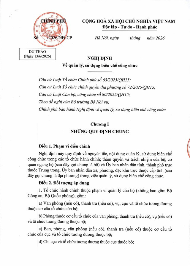 Dự thảo Nghị định quản lý, sử dụng biên chế công chức- Ảnh 1.