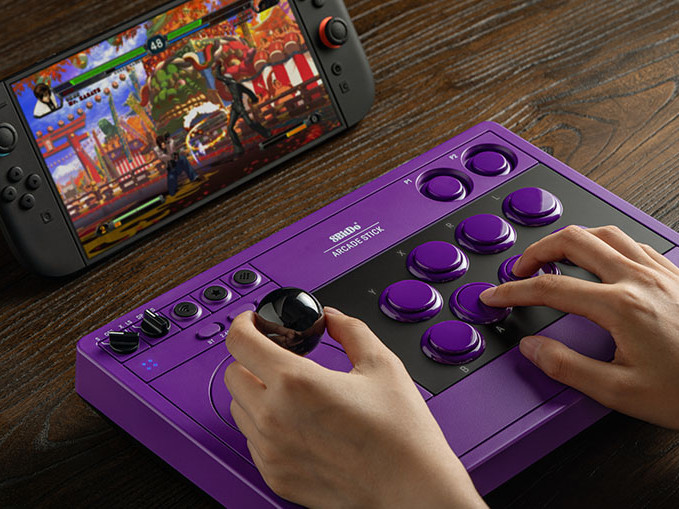 Tay cầm 8BitDo Arcade Stick phiên bản màu tím tương thích với Nintendo Switch và Switch 2