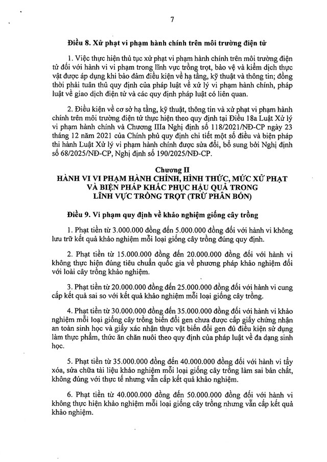 TOÀN VĂN: Nghị định 214/2026/NĐ-CP xử phạt vi phạm hành chính về trồng trọt, bảo vệ và kiểm dịch thực vật- Ảnh 7.