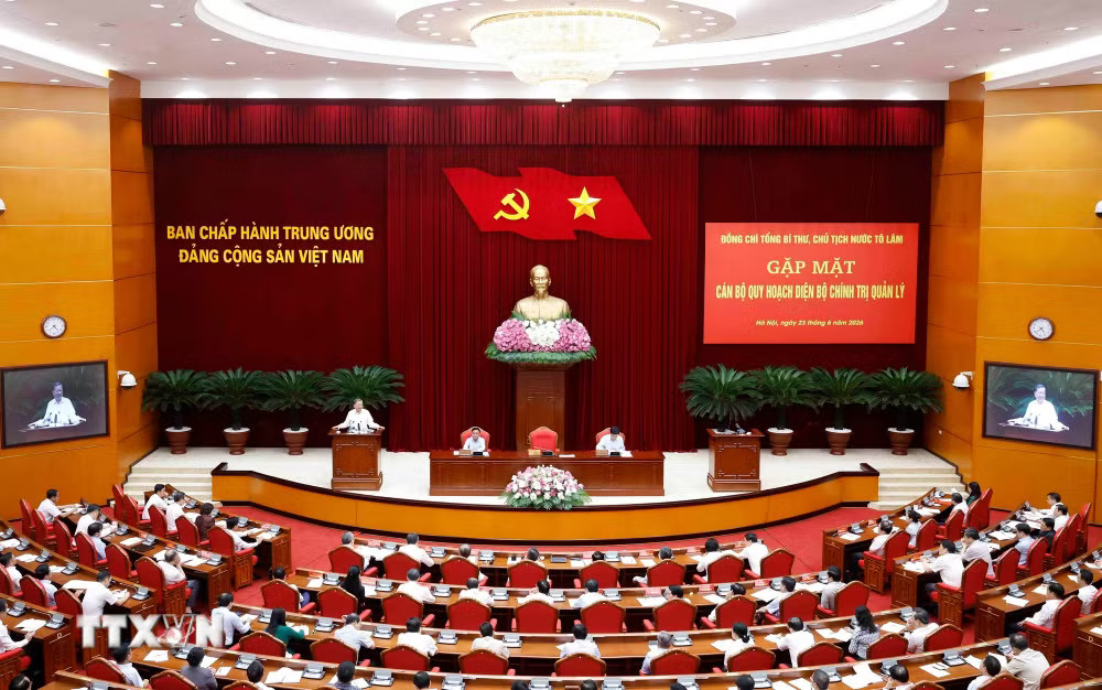 Tổng Bí thư, Chủ tịch nước Tô Lâm chủ trì cuộc gặp mặt cán bộ quy hoạch diện Bộ Chính trị quản lý. (Ảnh: Thống Nhất/TTXVN) ttxvn-tong-bi-thu-chu-tich-nuoc-to-lam-gap-mat-can-bo-quy-hoach-dien-bo-chinh-tri-quan-ly-2.jpg