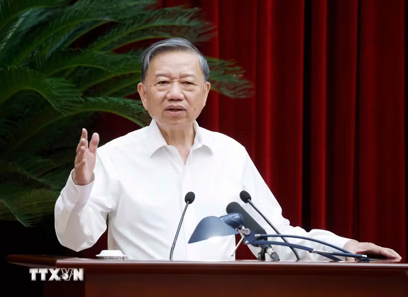 Tổng Bí thư, Chủ tịch nước Tô Lâm phát biểu tại cuộc gặp mặt cán bộ quy hoạch diện Bộ Chính trị quản lý. (Ảnh: Thống Nhất/TTXVN)