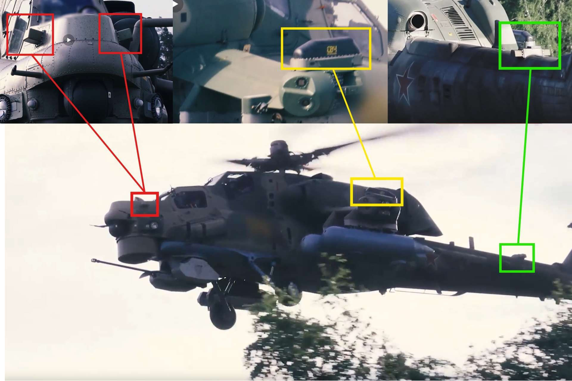 Cận cảnh các khối ăng-ten mới trên trực thăng Mi-28NM của Nga.