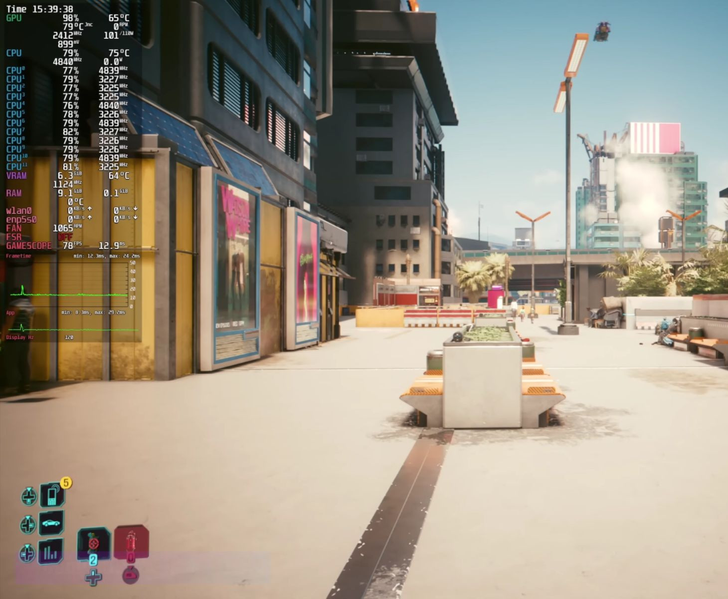 Cyberpunk 2077 chạy ở 1080p Ultra với tính năng FSR Auto trên Steam Machine