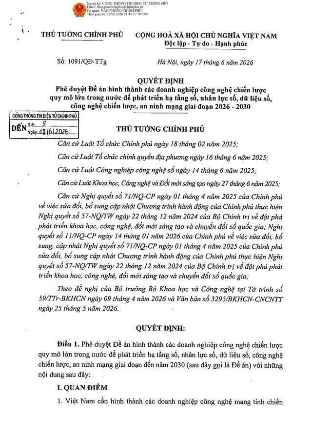 Hình thành TỐI THIỂU 10 DOANH NGHIỆP CÔNG NGHỆ CHIẾN LƯỢC QUY MÔ LỚN đến năm 2030- Ảnh 1.