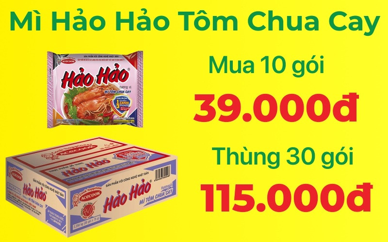 Chương trình khuyến mãi mì Hảo Hảo tôm chua cay tại Bách hóa XANH
