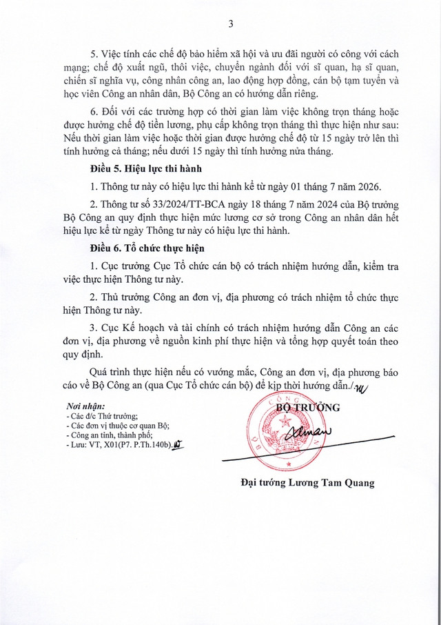 TOÀN VĂN: Thông tư 82/2026/TT-BCA quy định thực hiện mức lương cơ sở trong Công an nhân dân- Ảnh 3.