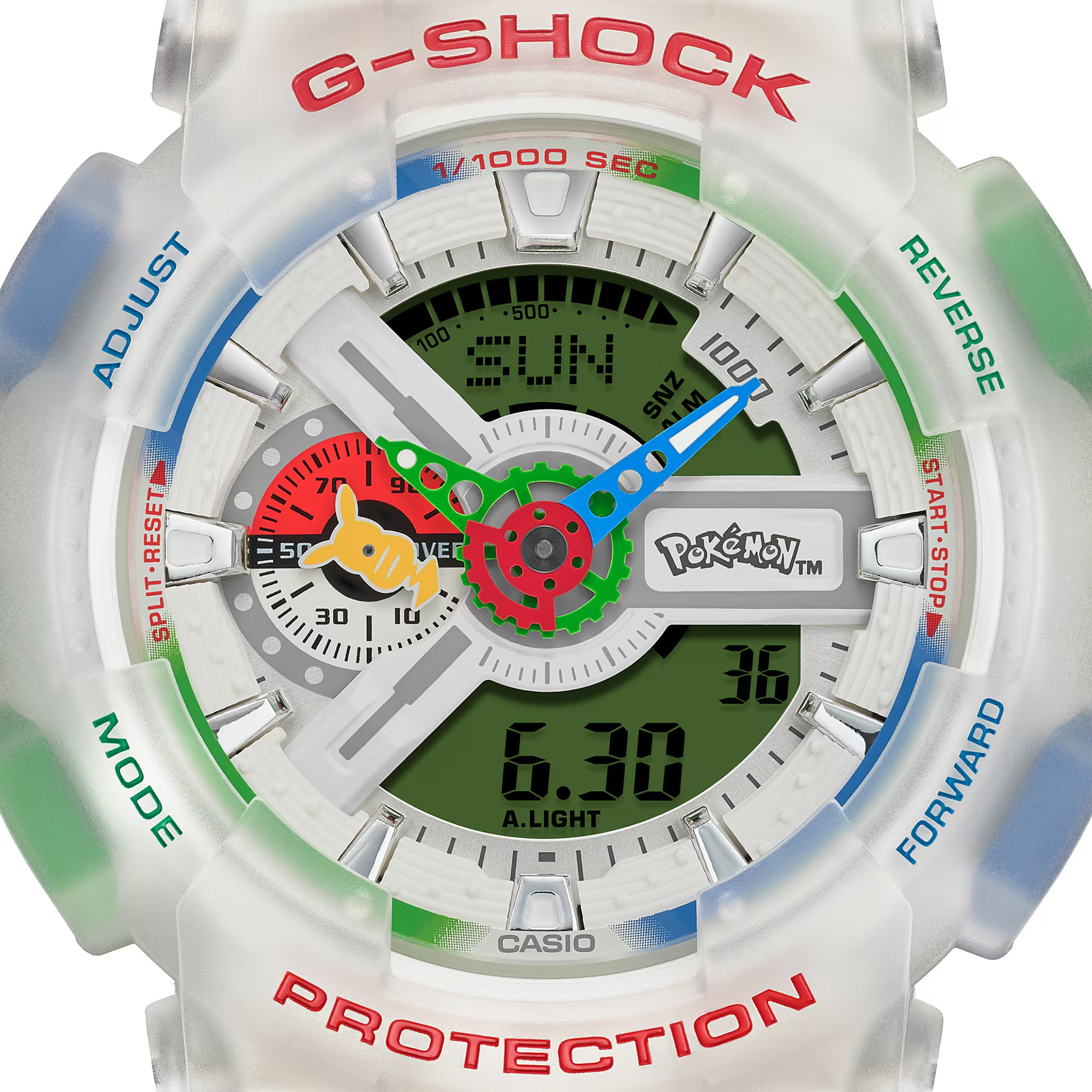 Cận cảnh mặt số đồng hồ G-Shock GA-110 phiên bản Pokémon