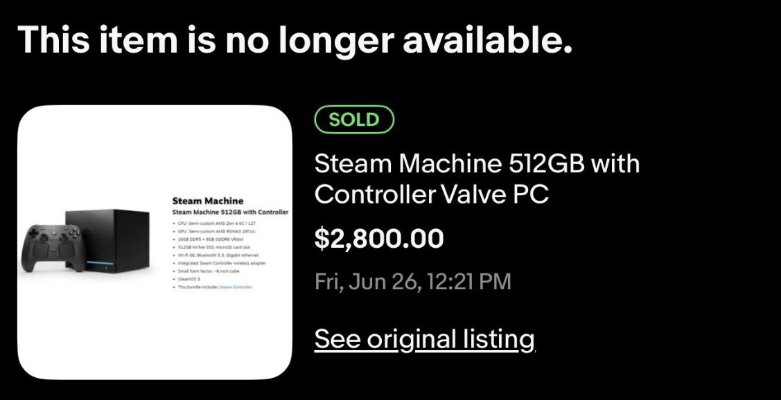 Steam Machine sold on eBay.