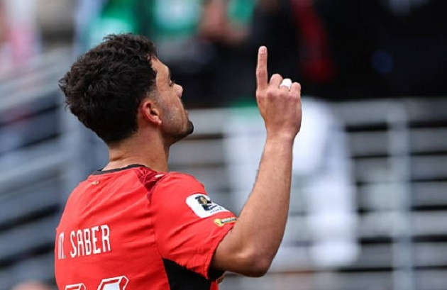 Mahmoud Saber ăn mừng bàn thắng mở tỷ số cho Ai Cập