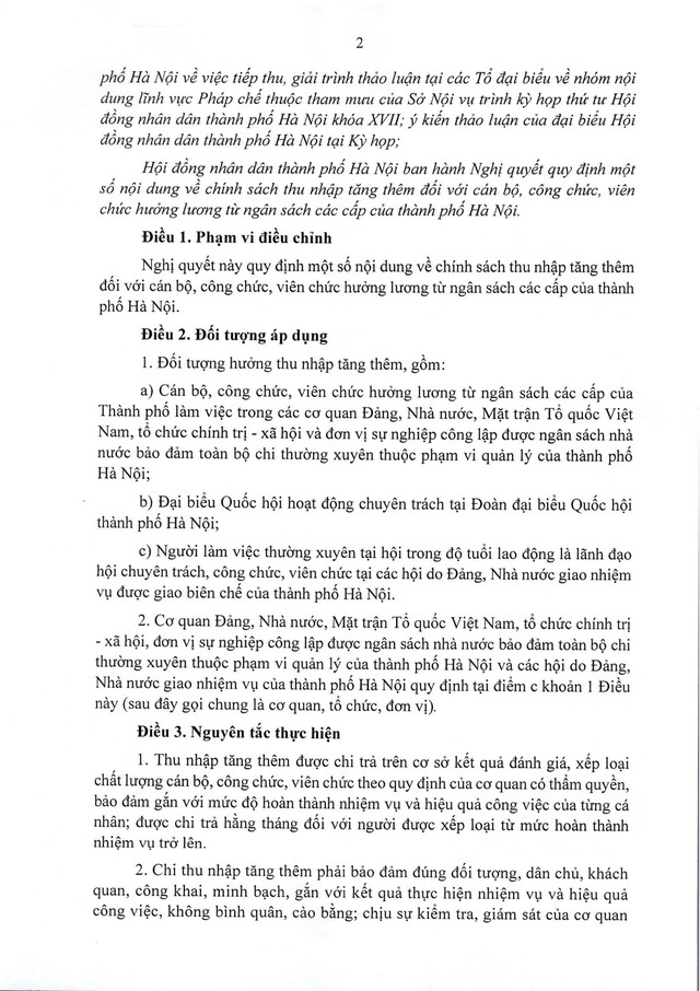 Chính sách thu nhập tăng thêm đối với cán bộ, công chức, viên chức Hà Nội- Ảnh 2.