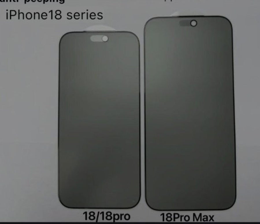 Miếng dán màn hình iPhone 18 Pro Max cho thấy cụm Dynamic Island nhỏ hơn