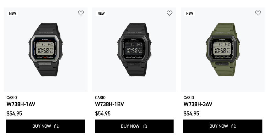 Giao diện mặt số Casio W738H