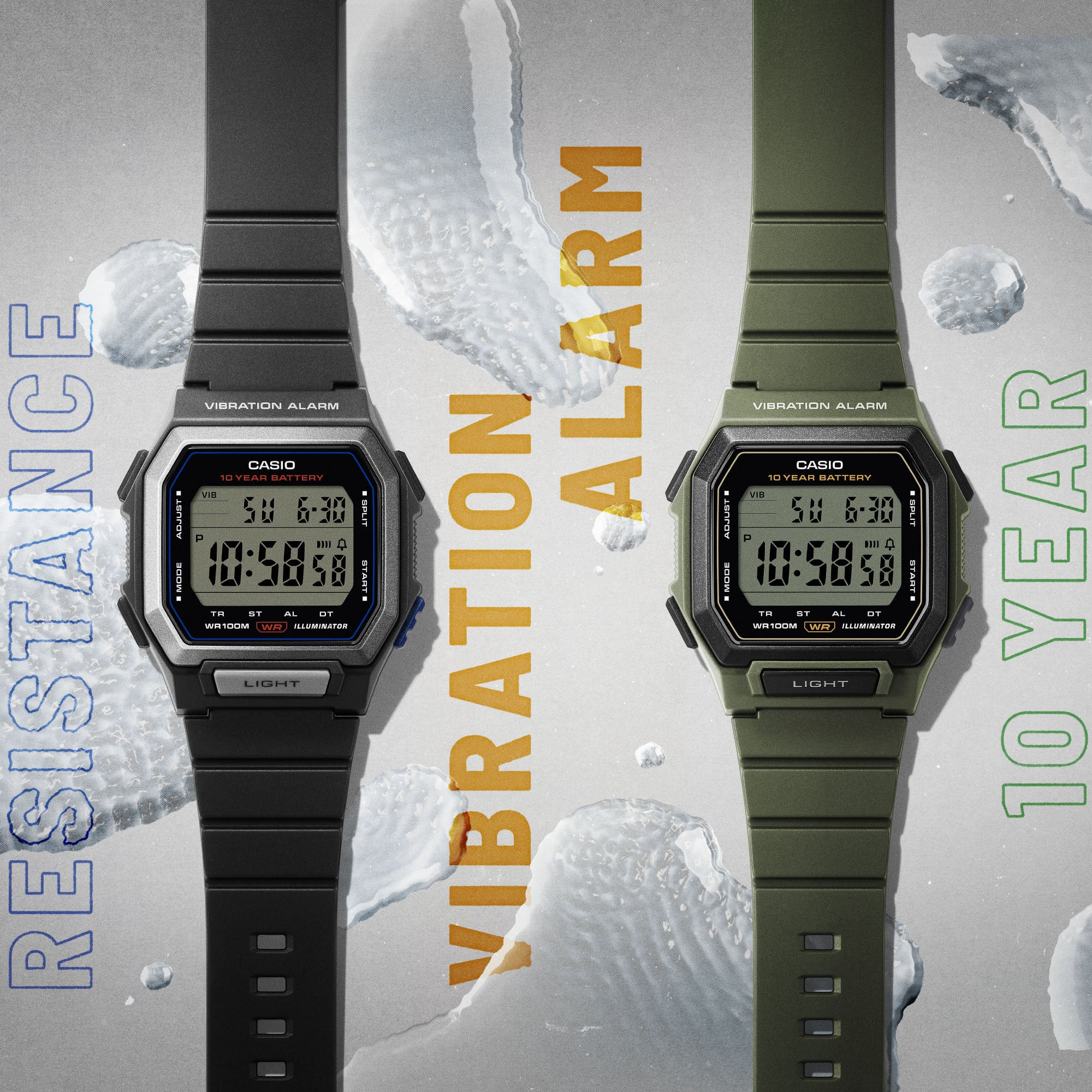 Casio W738H phiên bản màu xanh olive