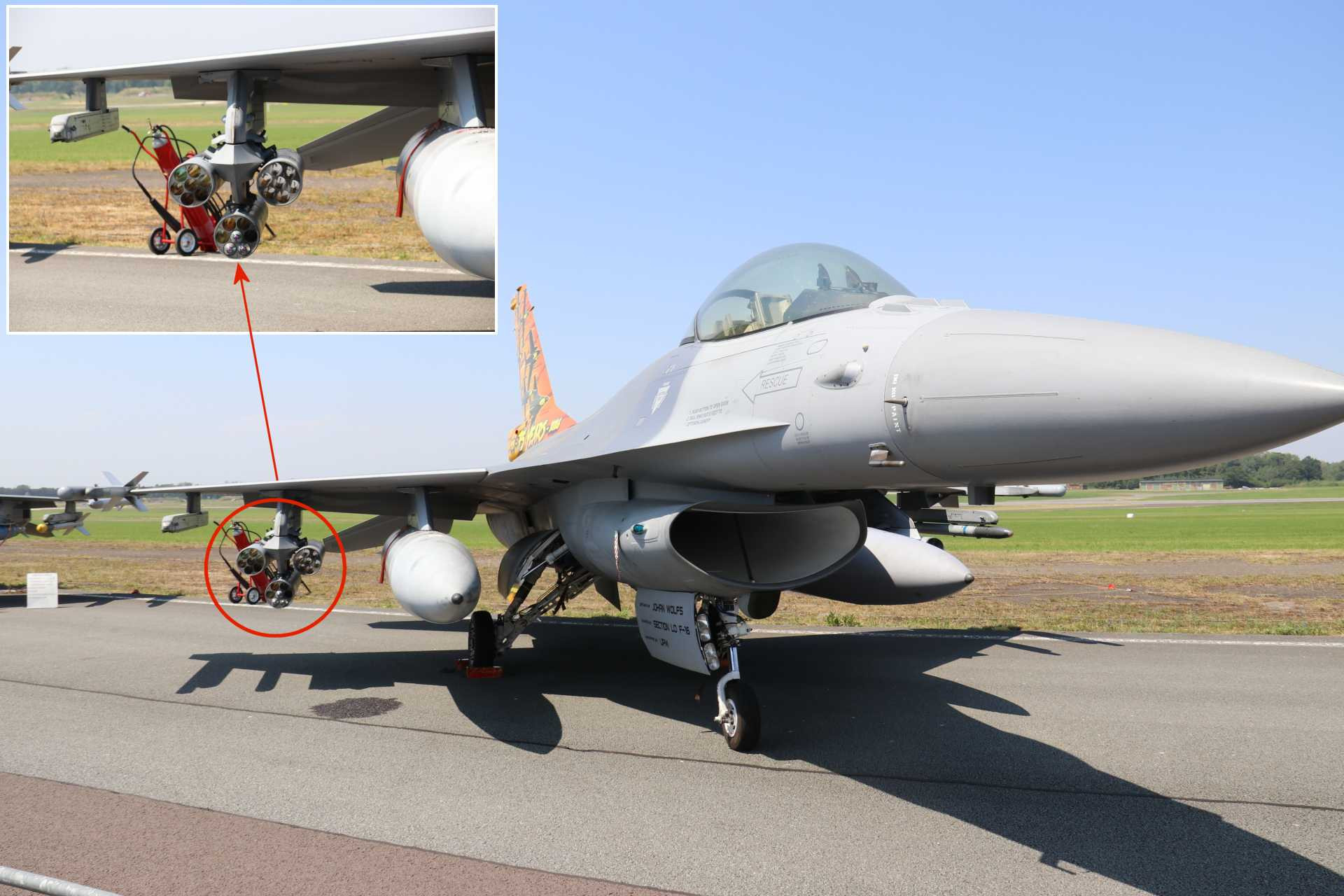 Tiêm kích F-16 của Không quân Bỉ trang bị cụm rocket Thales chống UAV
