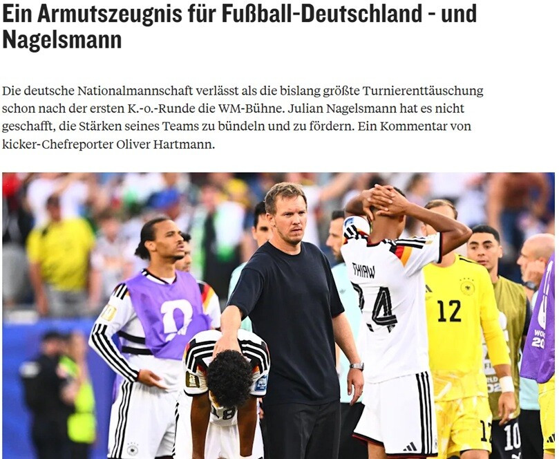 Tờ Kicker đánh giá đây là bản cáo trạng chân thực nhất cho LĐBĐ Đức và HLV Nagelsmann