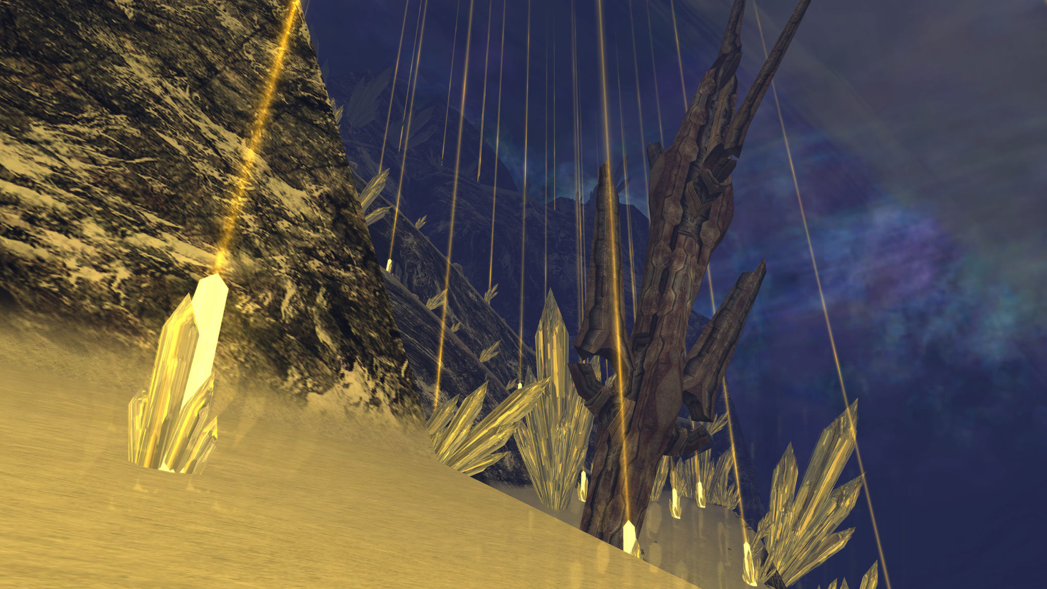 Xenoblade Chronicles' bloom effects for these crystals creates noticeable artifacts.